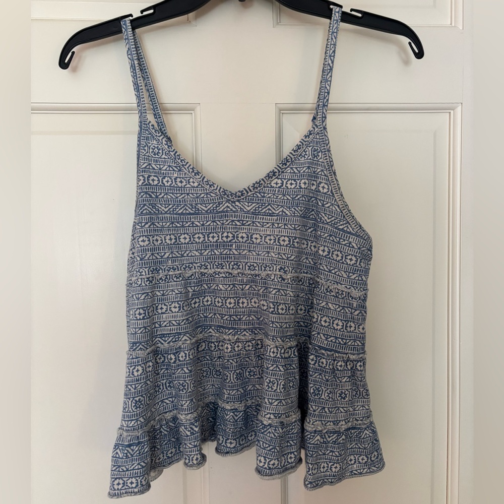 American Eagle Outfitters Blue and White Patterned Camisole